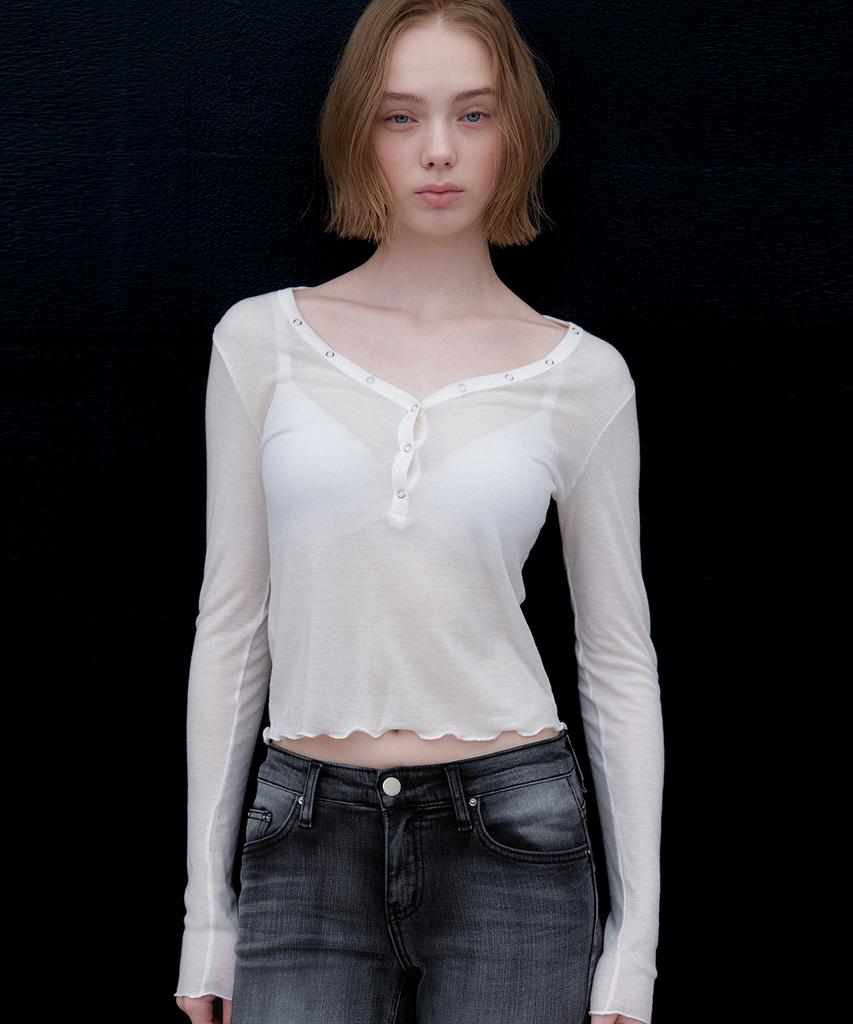 Aendeuel Deep V Long Sleeve - Ivory