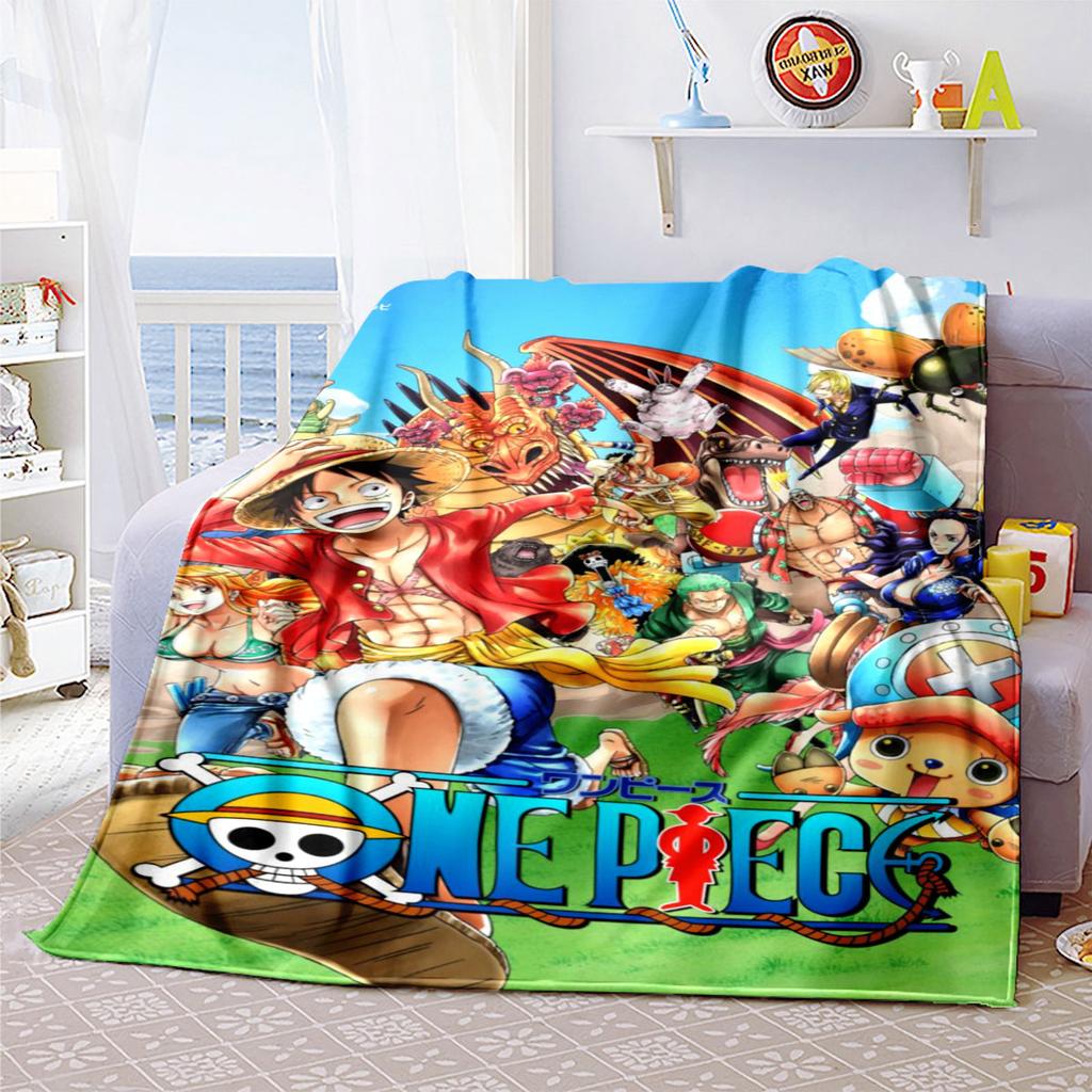 One Piece Luffy Print Blanket, High-quality Nap Blanket, Warm and Soft, Suitable for Sofas, Beds, Camping Trips, and Offices.