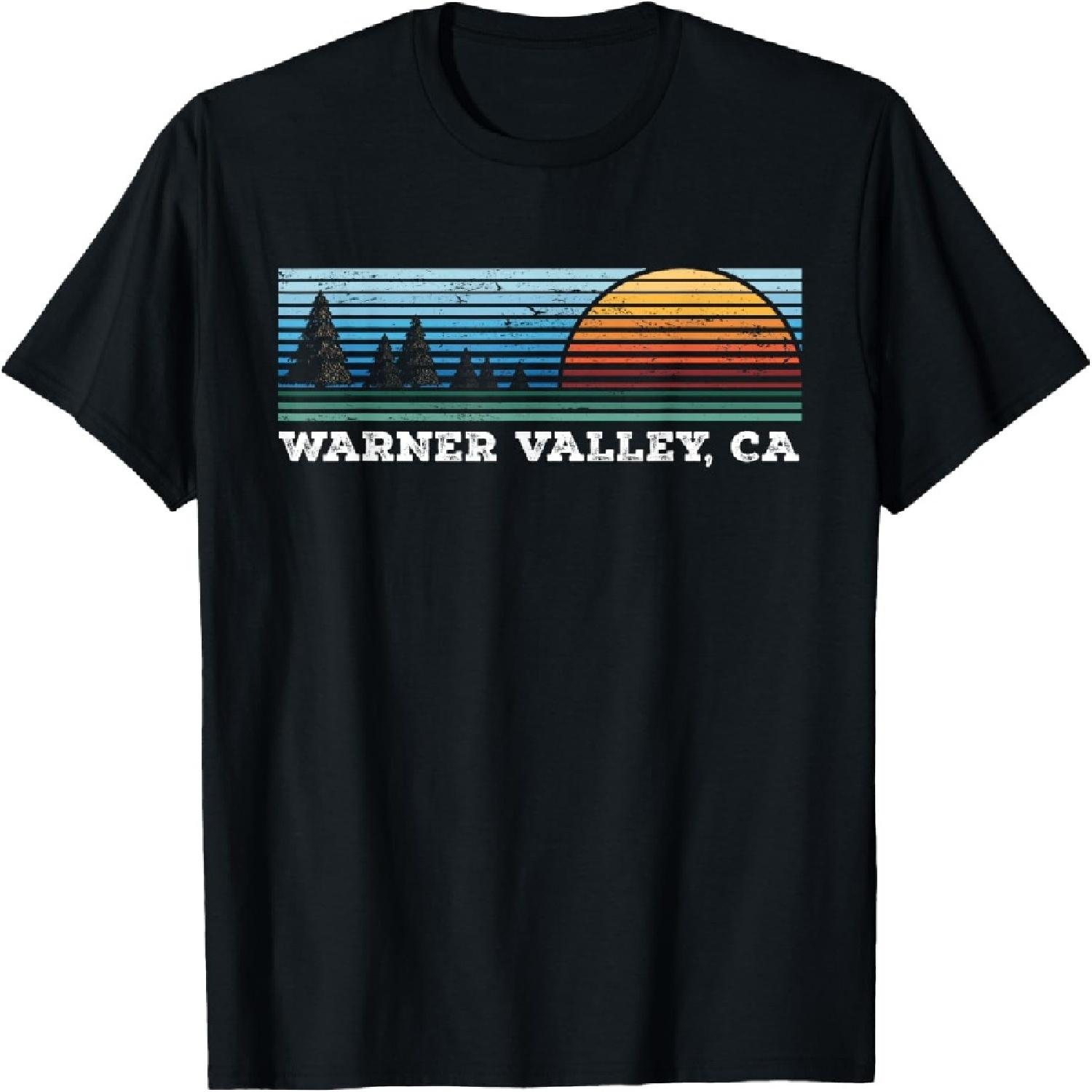 Retro Sunset Stripes Warner Valley, California T-Shirt S