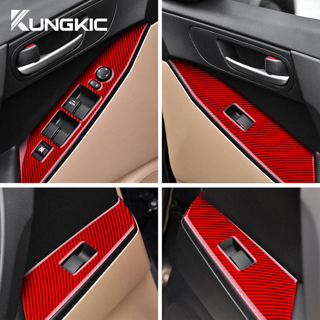 Echte Kohlefaser Auto Tür Fensterheber Schalter Knopf Panel Aufkleber für Mazda 3 2010 2011 2012 2013 Verkleidung Innenraum Zubehör