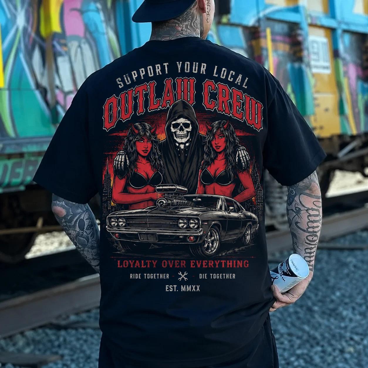 Skull Reaper Muscle Car Graphic Tee Outlaw Streetwear Shirt XXXXL