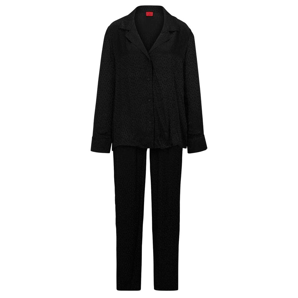 Hugo Womens/Ladies Satinoir All Over Logo Long Pyjama Set