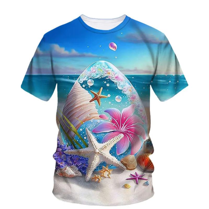

Летняя футболка с 3D красивым видом на пляж и принтом Star Fish Asteroidea, футболки с рисунком для мужчин, модные футболки, одежда S