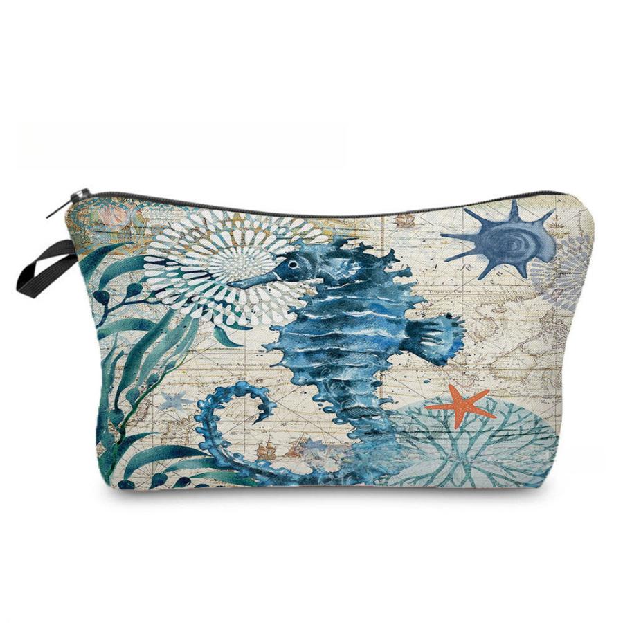 Women Octopus, turtle Print Cosmetic Bag Toiletries Organize Travel Storage Case 6969 KTB