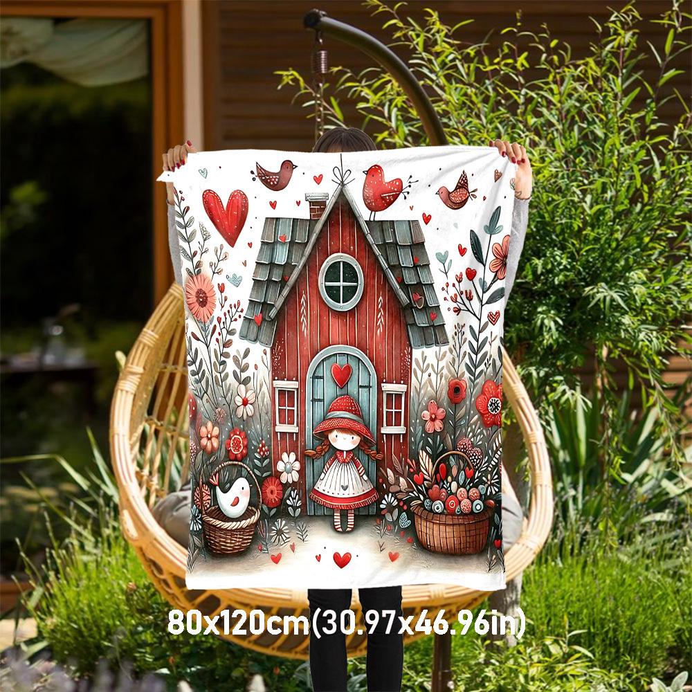 

1pc house garden Outdoor Flannel Blanket Soft Warm All-Season Throw for Sofa Bed Car Camping Office, Cozy Gift Idea1244S 80x120cm(31x47inch)