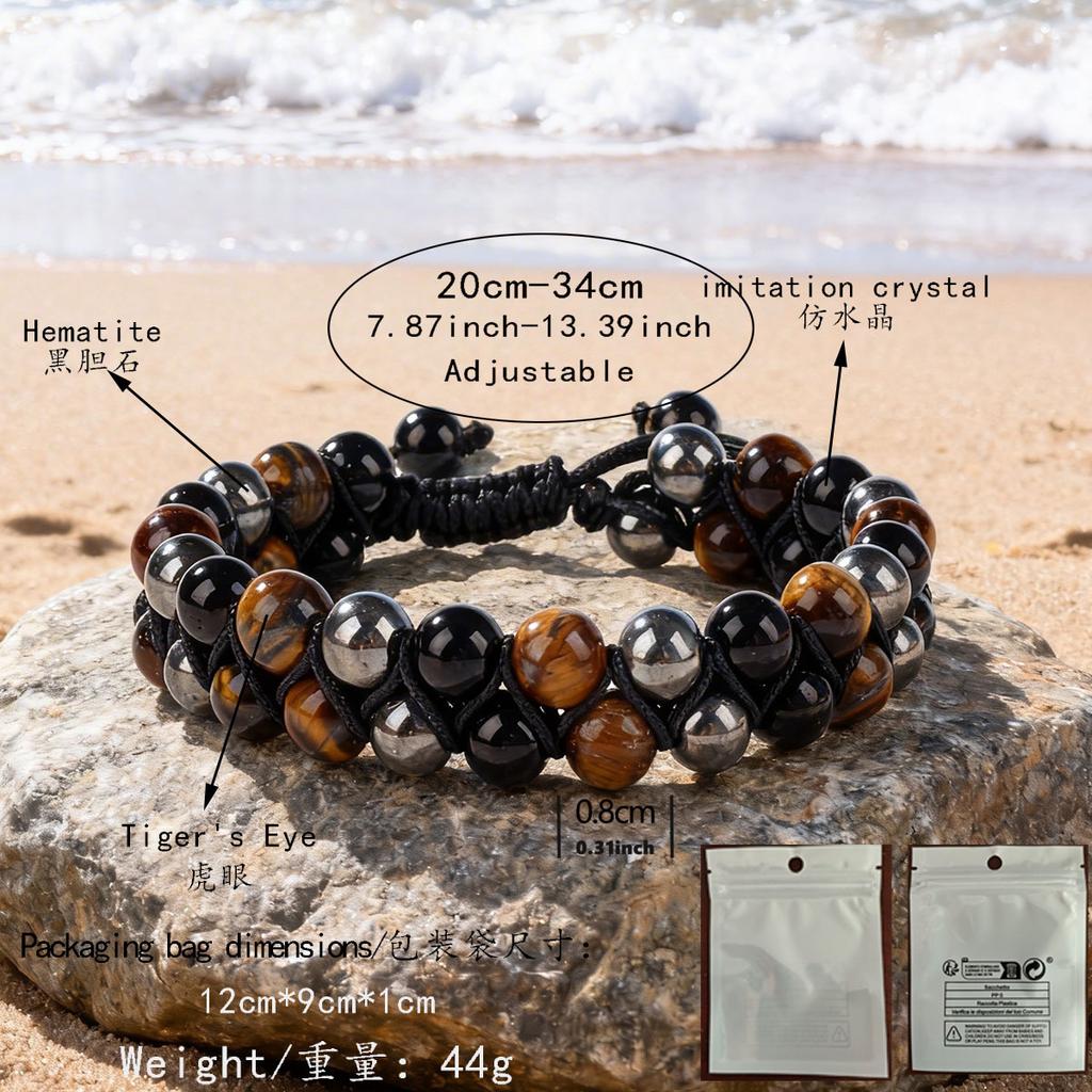 New Exotic Anklet Bracelet Woven Bracelet Black Gallstone Tiger's Eye Bracelet Beaded Beads