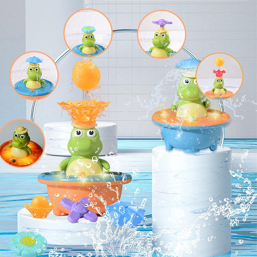 Çeşme Timsah Banyo Oyuncakları, 5 Mod Sprey Su Banyosu Yağmurlama Light Up Küvet Oyuncak, 1 ~ 8 Yaşındaki Çocuklar için Banyo Yüzme Havuzu Kapalı Açık