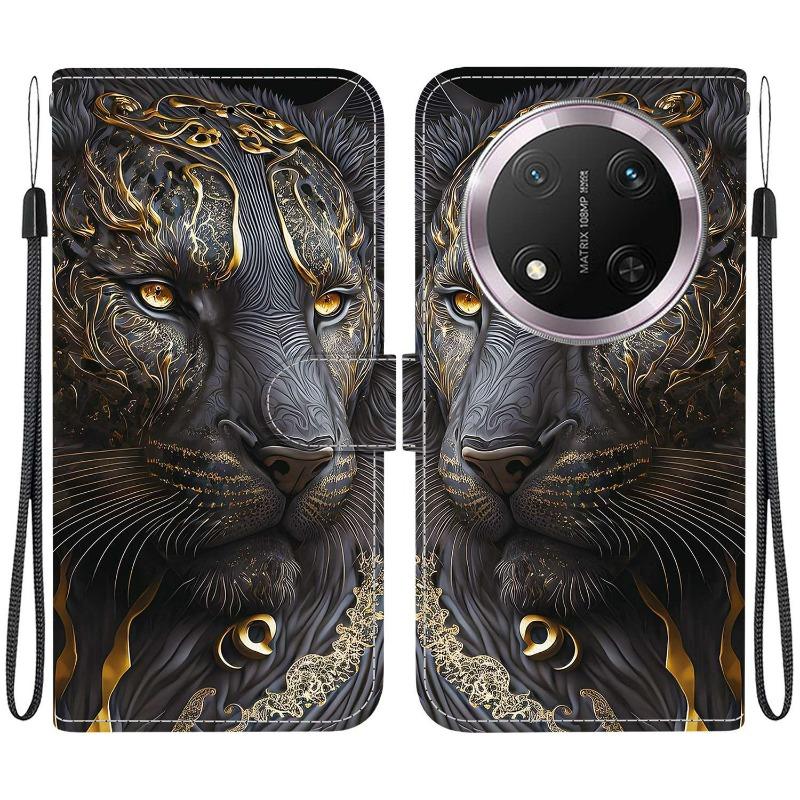Animal Case Lion Panda Leather Phone Cover For Huawei Honor Magic 7 Lite Magic7 Pro Pro 5G Wallet Flip Coque Card Protect Cases