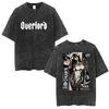 Unisex Retro Washed Summer Fashion Harajuku Y2K Streetwear Loose T‑shirt Printed with Albedo from Japanese Anime Overlord T-shirt