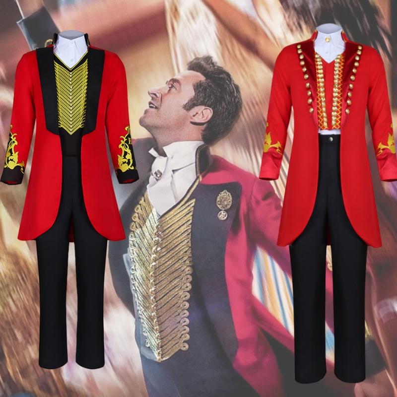 The King Of Circus Barnum Cosplay Costume For Men Red And Black Polyester Blended Fabric