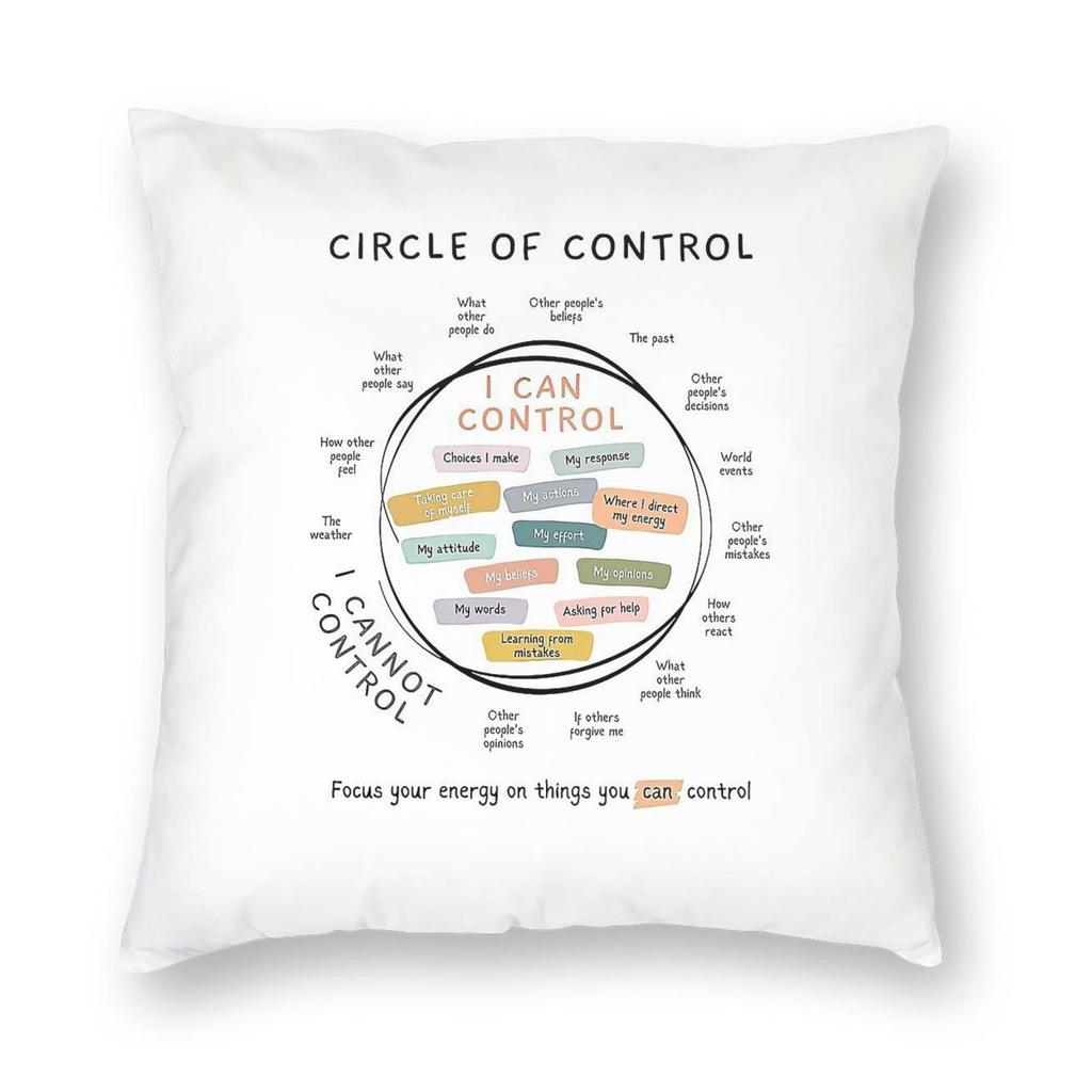 Focus On Circle Of Control Square Pillowcase Polyester Linen Velvet Creative Zip Decorative Sofa Cushion Cover