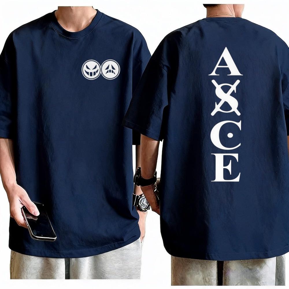 One Piece Portgas D Ace TShirt Unisex Anime Graphic Print Crew Neck Pure Cotton Streetwear Fashion Tops For Men Women