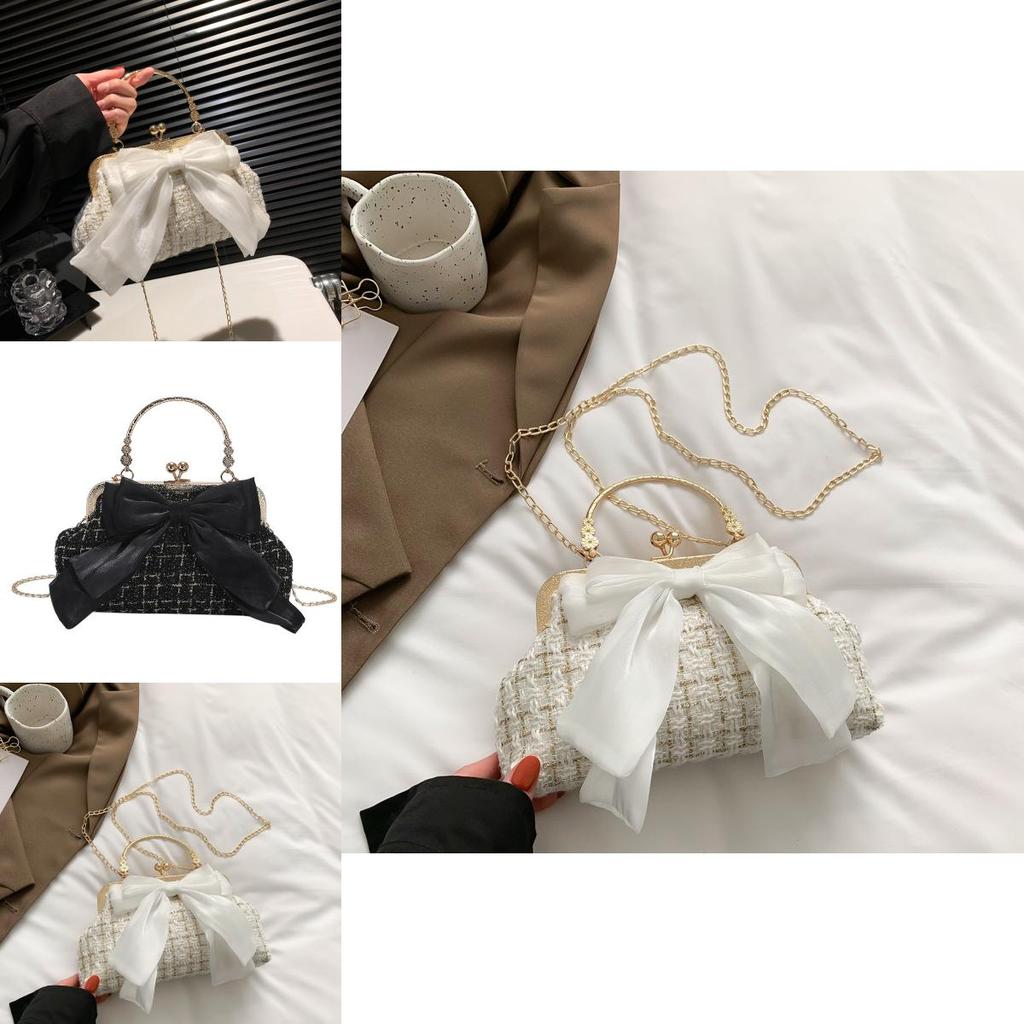 French Chic Fashion Shell Bag With Chain And Bow For Daily Use