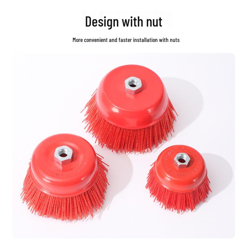 Bowl-shaped M14 Nylon Abrasive Wire Brush with 5/8-11 Nut - DuPont Grinding Wheel.