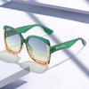 New Fashionable And Trendy Color Blocking Dazzling Sunglasses, Modern Large Box Sunglasses 5601