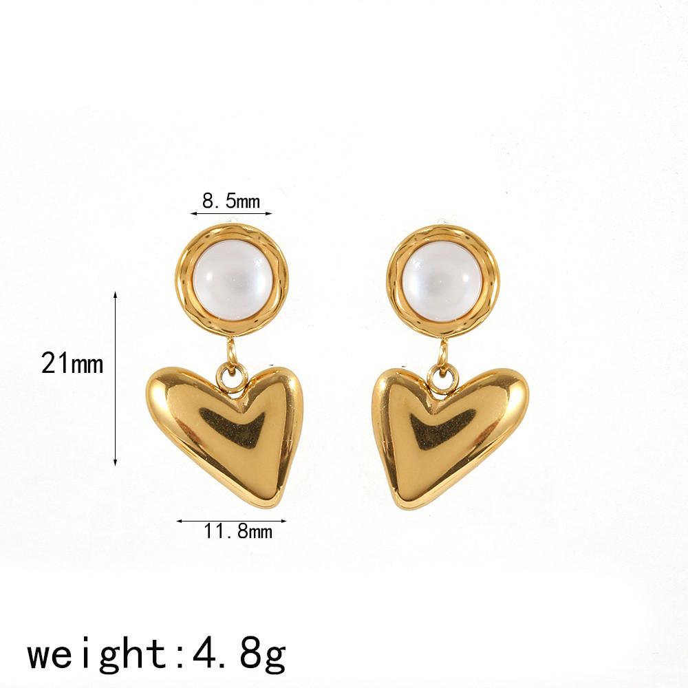 Stylish Heart Shape Stainless Steel Earrings With Sparkling Inlay For Women