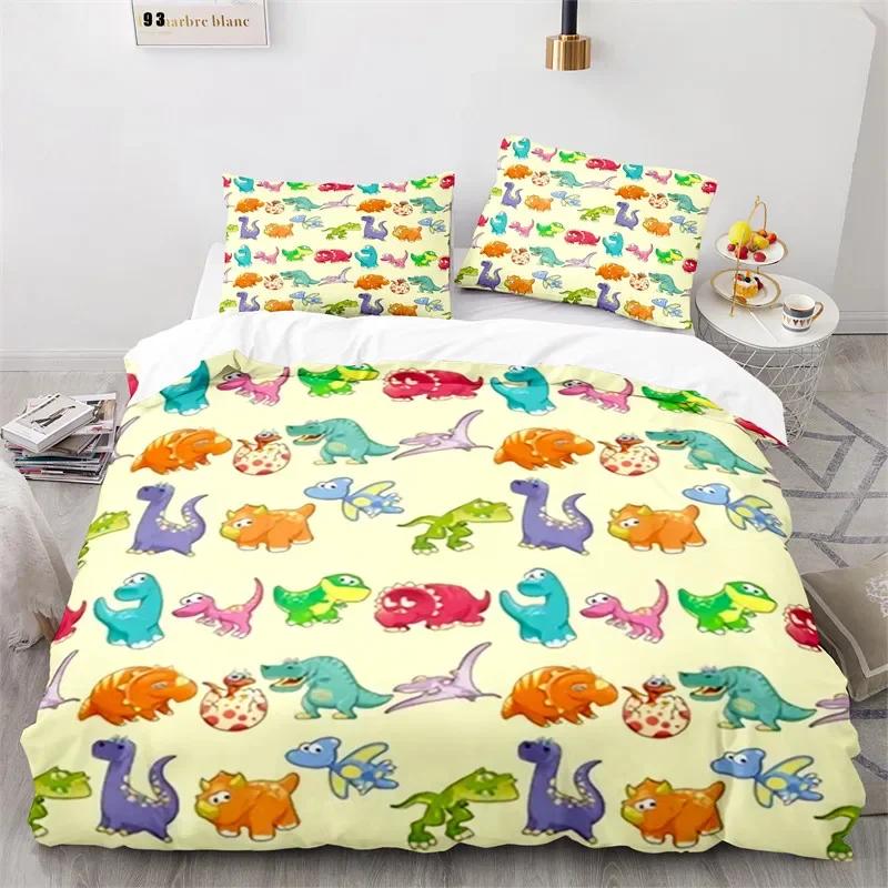 Bettbezug mit Cartoon-Dinosaurier, Mikrofaser, für Kinder, süßes Tier-Bettwäscheset, Jurassic-Serie, Doppelbettbezug für Mädchen, Jungen, Teenager