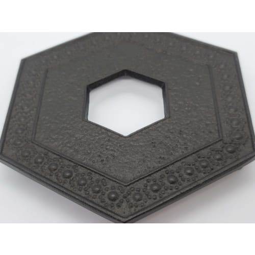 Iwachu Hexagonal Tortoise Shell-Shaped Kettle Base, Large, Black, 13.5 x 15 cm, Nambu Ironware, 17006