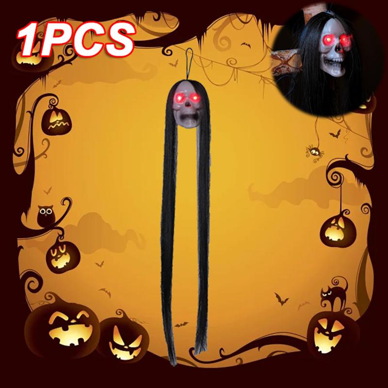 

30 шт. новый Хэллоуин висит длинные волосы призрак скелет светодиодный светоизлучающий ужас скелет призрак бар дом с привидениями украшения реквизит