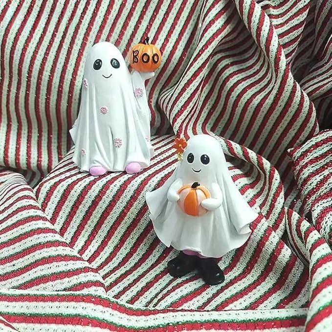 Charming Ghost And Pumpkin Resin Statue For Halloween Elegant Home Decor Gift
