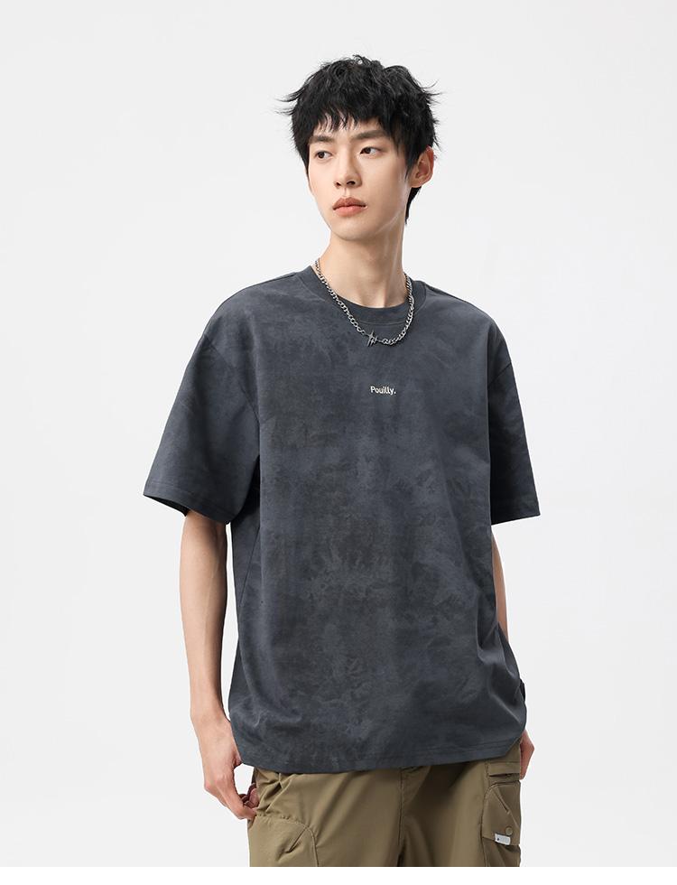 Vintage Tie Dye Embroidered Hanging Loose Men's Short Sleeved T-shirt