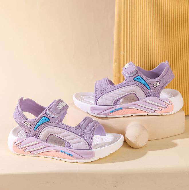 

Летние сандалии для девочек и мальчиков, дышащие спортивные сандалии, летние сандалии, повседневная пляжная обувь, мягкая подошва, детская обувь, нескользящие сандалии 35 фиолетовый