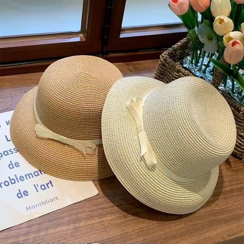 Elegant Hepburn Women Beach Sunshade Sun Hat  Summer Retro Sunscreen Hat Bow Fisherman Hat