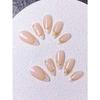 24 Uds. Puntas de Uñas Francesas Cortas Hechas a Mano Set de Manicura Uñas Postizas Adornadas con Línea Dorada y Circonita