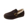 winter shoes woman buckle belt fur flats round toe suede leather furry mocasines female cozy plush slip on loafers shoes woman