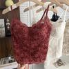 Women Fleece Lined Lace Cami Top With Fixed Cup Beauty Back Camisole Thermal Tank Top Inner Wear Underwear For Autumn Winter