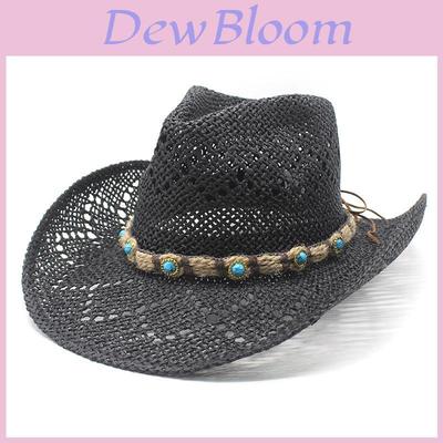 Ethnic Style Straw Hat With Wide Brim For Sun Protection And Breathability Summer Accessory