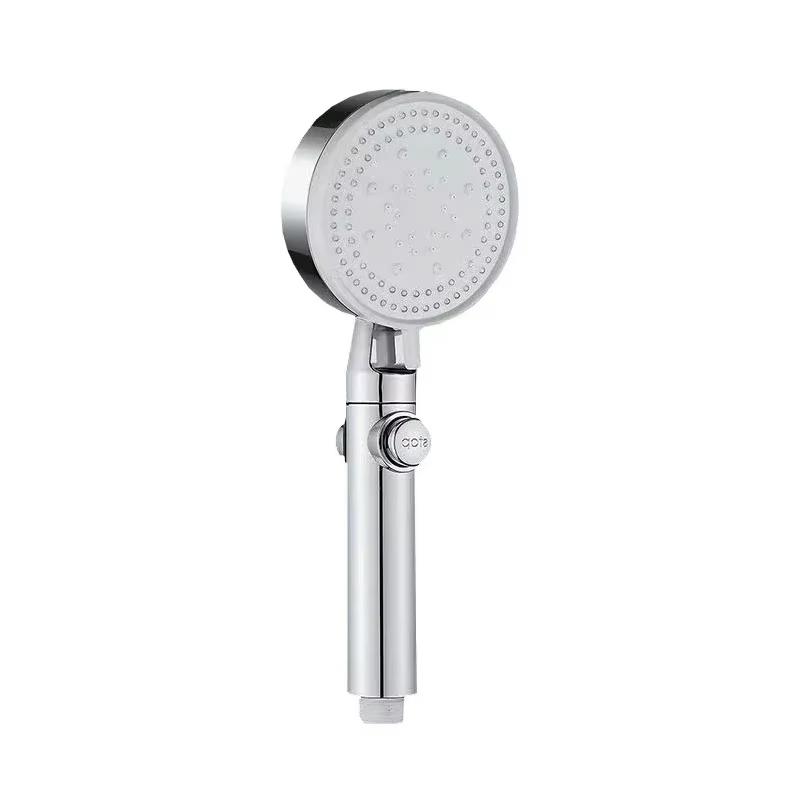 Five-mode high-pressure shower head, adjustable shower head with hose, water-saving, one-button nozzle stop.