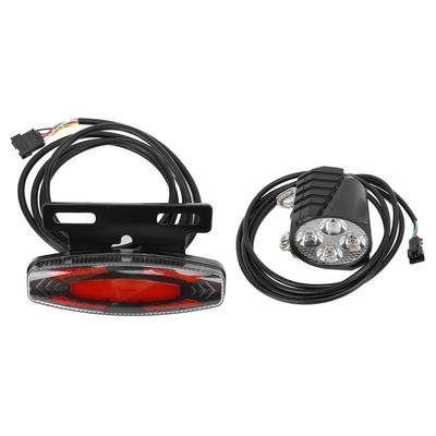 Bike Headlight Taillight Set High Brightness LED Front and Back Lamp Connection Cable Kit for 24V 36V 48V Electric Bikes