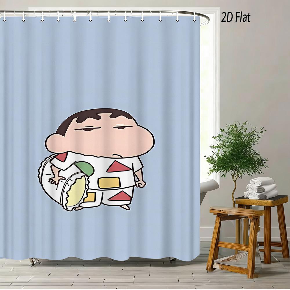 Crayon Shin-Chan Buttocks Oiroke No Momo Funny Balloon 2D Print Waterproof Shower Curtain, Minimalist Cream Bathroom Decor With
