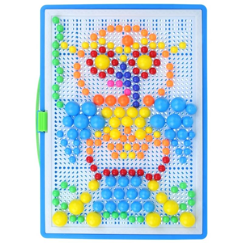 Button Puzzle Mosaic Puzzle Mushroom Pushpins in a Montessori Suitcase