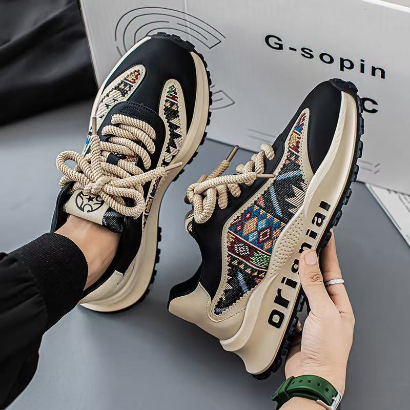

2025 autumn new fashion personalized trend embroidery printing comfortable non-slip wear-resistant heightening sports and leisure trendy shoes 41