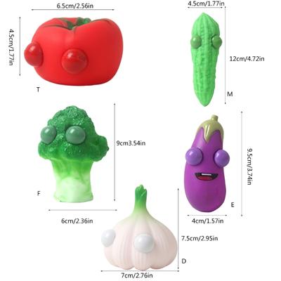 Brinquedo AntiStress Squeeze com Design de Olhos Saltitantes Brinquedo Sensorial Squeezable de Vegetal para Criança e Adulto Eliminador de Tensão