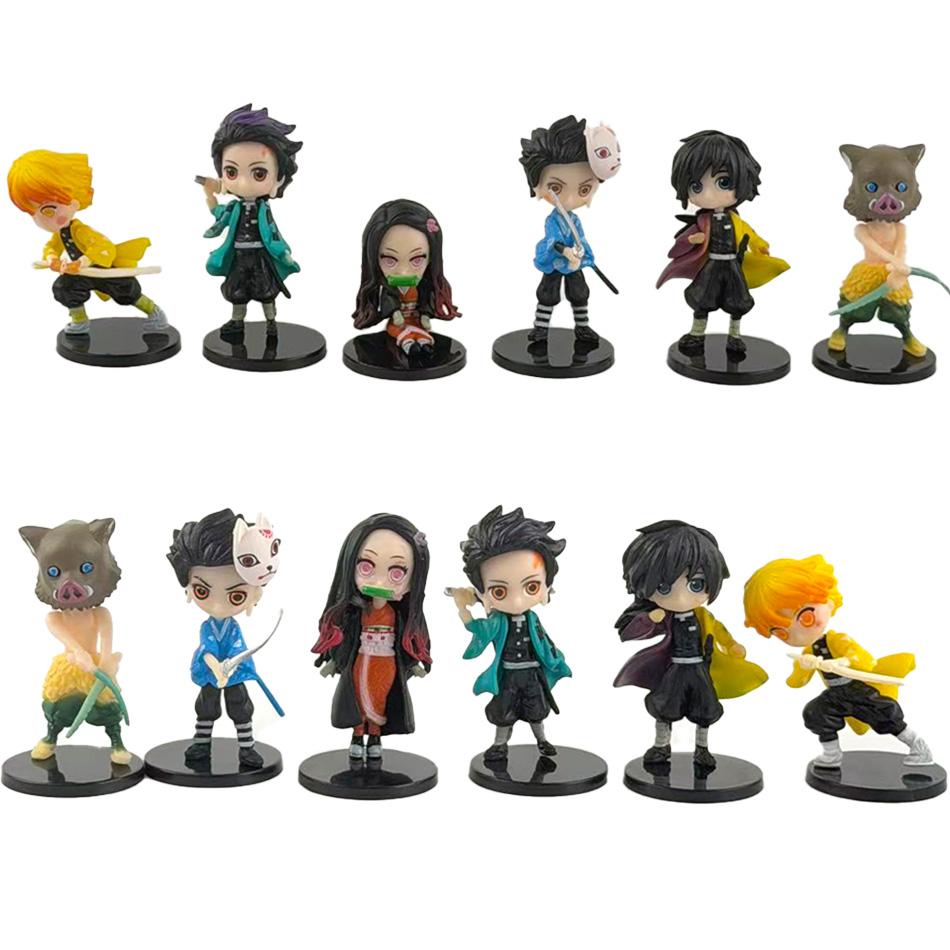 6Pcs Set Anime Demon Slayer Figure 7cm Kamado Tanjirou Kamado Nezuko Mini Cute Edition Pvc Doll Toy Desktop Ornament Gift