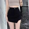 Women's Black Irregular Midi Skirt: High Waist A-Line, Summer Bodycon