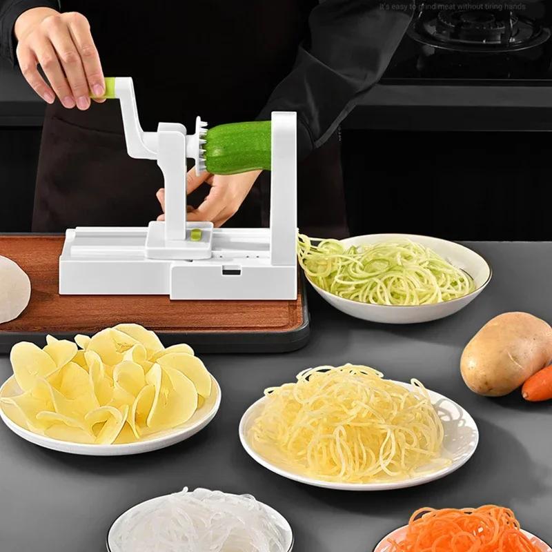 Grattugia per Verdure Affettatrice a Spirale per Patate Macchina a Spirale per Frutta e Verdura Whirlwind Sfacciatrice per Pasta Utensili da Cucina Multifunzionali