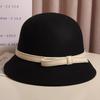 Wool Contrasting Bow and Basin Hat for Women with Small Fragrance Style Showing Their Faces Fisherman's Hat Retro Style and Versatile