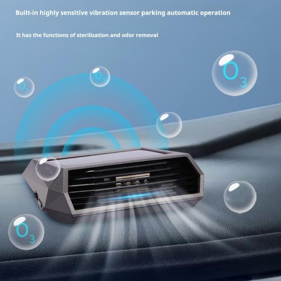 Car Air Purifier with Solar Panel High Temp Resistant Vibration Sensor Design Auto On/Off Car Interior Odor Removal Portable Air Purifier