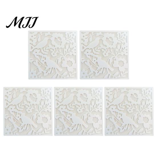 Hanging Partition Panel 5Pcs Room Divider Panel, Hollow Flower Butterfly Bird Wall Screen, Decor Square Decorative for Home Living
