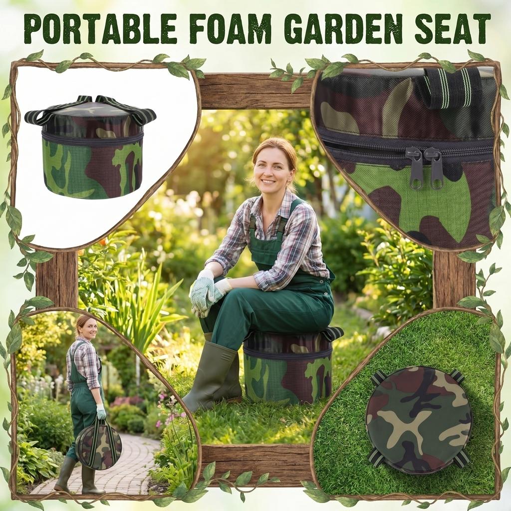 Portable Foam Garden Stool Lightweight Outdoor Kneeling Seat with Carry Handles for Gardening and Yard Work