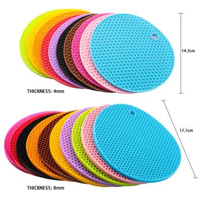 18/14 cm Runde, hitzebeständige Silikonmatte, Untersetzer für Getränkebecher, Verbrühungsschutz, rutschfester Topflappen, Tischset, Küchenzubehör