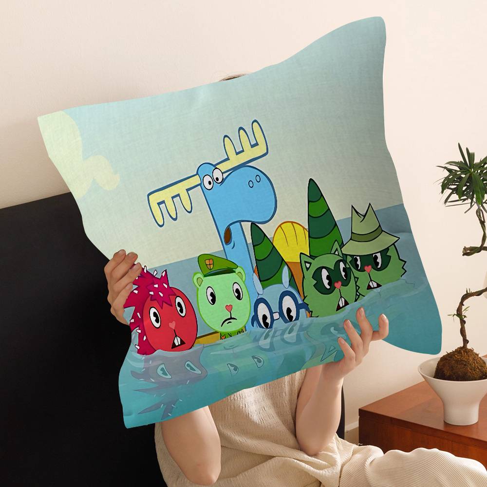 H-Happy Tree Friends Cushion Cover Polyester Sofa Cushions Decorative Throw Pillows Home Decoration Pillowcover