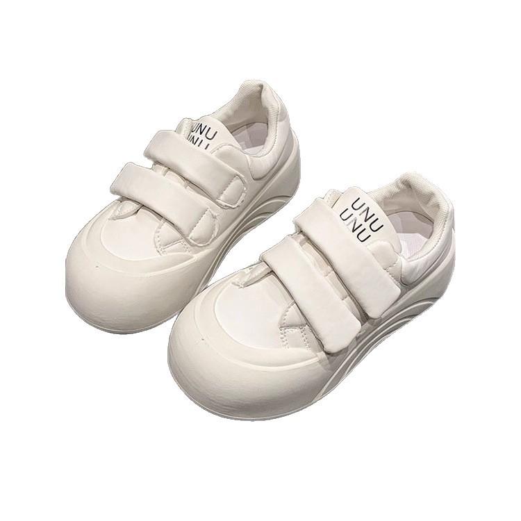 Round Head Thick Sole Big Head Shoes Women's 2025 Autumn Velcro Casual Shoes Ugly Cute Sports Shoes Height Increase Versatile Little White Shoes