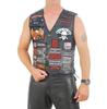 Chaleco de Cuero Patchwork Americano Harley para Hombre para Ciclismo con Parches Bordados, Talla 42