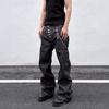 Jeans retro americanos lavados viejos diseño multibolsillos sueltos hombres y mujeres versátil matón guapo tubo recto oscuro