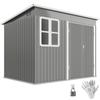 Metal Shed for Storing Garden Tools, with Window, Wide Door, 260 X 177 X 190 Cm, Light Gray